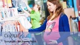  Presentation with pregnancy - Audience pleasing PPT theme consisting of young woman shopping during pregnancy backdrop and a light blue colored foreground