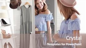  Presentation with boutique - Colorful slide deck enhanced with young woman shopping in boutique backdrop and a coral colored foreground