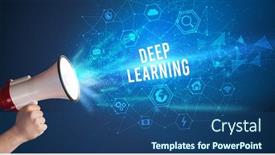  Presentation with technology learning - Audience pleasing slide set consisting of young-woman-shouting-in-megaphone backdrop and a ocean colored foreground