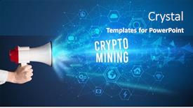  Presentation with announcement - Presentation theme consisting of young-woman-shouting-in-megaphone background and a teal colored foreground