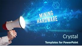  Presentation with technology hardware - Beautiful theme featuring young-woman-shouting-in-megaphone backdrop and a ocean colored foreground