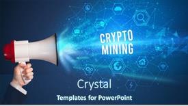  Presentation with announcement - Beautiful PPT theme featuring young-woman-shouting-in-megaphone backdrop and a ocean colored foreground