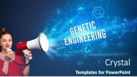  Presentation with genetic - PPT theme with young-woman-shouting-in-megaphone background and a ocean colored foreground