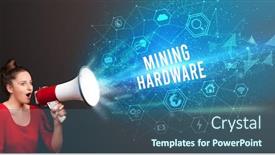  Presentation with technology hardware - Cool new PPT layouts with young-woman-shouting-in-megaphone backdrop and a ocean colored foreground