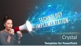  Presentation with announcement - Audience pleasing PPT theme consisting of young-woman-shouting-in-megaphone backdrop and a ocean colored foreground