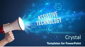  Presentation with announcement - Colorful PPT theme enhanced with young-woman-shouting-in-megaphone backdrop and a ocean colored foreground