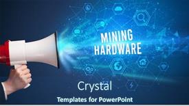  Presentation with technology hardware - Presentation consisting of young-woman-shouting-in-megaphone background and a ocean colored foreground