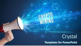  Presentation with crypto - PPT theme with young-woman-shouting-in-megaphone background and a ocean colored foreground