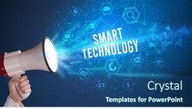  Presentation with announcement - Slide deck having young-woman-shouting-in-megaphone background and a ocean colored foreground