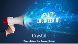  Presentation with genetic - Beautiful PPT theme featuring young-woman-shouting-in-megaphone backdrop and a ocean colored foreground