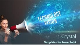  Presentation with announcement - Colorful slides enhanced with young-woman-shouting-in-megaphone backdrop and a ocean colored foreground