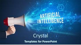  Presentation with intelligence - Amazing presentation design having young-woman-shouting-in-megaphone backdrop and a ocean colored foreground