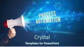  Presentation with announcement - Slide set with young-woman-shouting-in-megaphone background and a ocean colored foreground