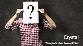  Presentation with interrogation - PPT theme consisting of young woman showing a interrogation background and a dark gray colored foreground