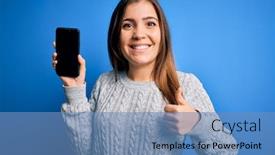  Presentation with weight loss woman showing - Cool new presentation with young-woman-showing-blank-smartphone backdrop and a teal colored foreground