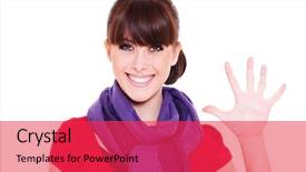  Presentation with weight loss woman showing - Audience pleasing PPT layouts consisting of young woman showing number five backdrop and a red colored foreground