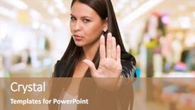  Presentation with weight loss woman showing - PPT layouts with young woman showing stop hand background and a coral colored foreground