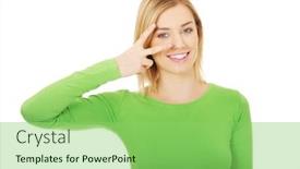  Presentation with lactation young woman breastfeeding - Cool new theme with young woman showing victory gesture backdrop and a seafoam green colored foreground