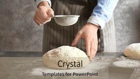  Presentation with flour - Presentation theme enhanced with young woman sifting flour background and a coral colored foreground