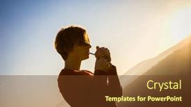  Presentation with smoking weed - Beautiful slide set featuring young-woman-silhouette-smoking-cigarette backdrop and a tawny brown colored foreground