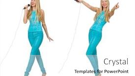  Presentation with singer - Amazing PPT theme having young-woman-singer-isolated backdrop and a white colored foreground