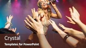  Presentation with concert - Amazing presentation theme having young-woman-singing-in-concert backdrop and a tawny brown colored foreground