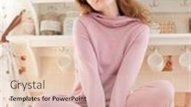  Presentation with kitchen - Audience pleasing PPT theme consisting of young-woman-sits backdrop and a lemonade colored foreground