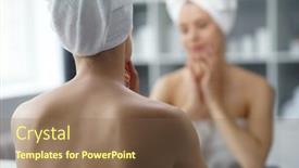  Presentation with skin health - Slides with young-woman-sits background and a violet colored foreground