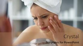  Presentation with skin health - Slides enhanced with young-woman-sits background and a coral colored foreground