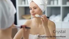  Presentation with skin health - Slides having young-woman-sits background and a coral colored foreground