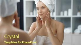  Presentation with skin health - Slide set with young-woman-sits background and a violet colored foreground