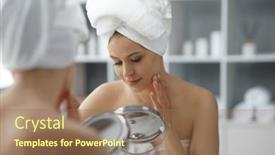  Presentation with skin health - Presentation theme consisting of young-woman-sits background and a coral colored foreground