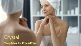  Presentation with skin health - Slide set with young-woman-sits background and a violet colored foreground