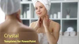  Presentation with skin health - Slides enhanced with young-woman-sits background and a violet colored foreground