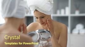  Presentation with skin health - PPT layouts enhanced with young-woman-sits background and a violet colored foreground