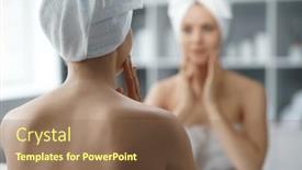  Presentation with skin health - Presentation theme featuring young-woman-sits background and a violet colored foreground