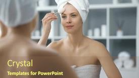  Presentation with skin health - Slides featuring young-woman-sits background and a violet colored foreground