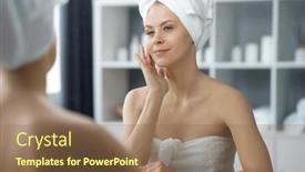  Presentation with skin health - Slide deck having young-woman-sits background and a violet colored foreground