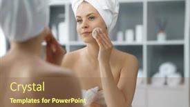  Presentation with skin health - Slides enhanced with young-woman-sits background and a coral colored foreground