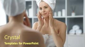  Presentation with skin health - Presentation theme having young-woman-sits background and a violet colored foreground