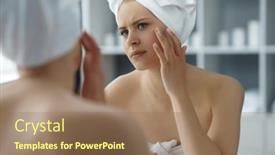  Presentation with skin health - Slide deck consisting of young-woman-sits background and a coral colored foreground