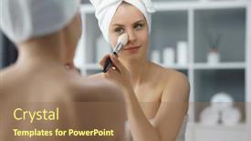  Presentation with skin health - Presentation theme consisting of young-woman-sits background and a coral colored foreground