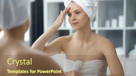  Presentation with skin health - Slides consisting of young-woman-sits background and a violet colored foreground