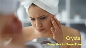  Presentation with skin health - Slide set consisting of young-woman-sits background and a coral colored foreground