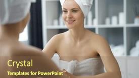  Presentation with skin health - Slides enhanced with young-woman-sits background and a violet colored foreground