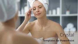  Presentation with skin health - Presentation theme enhanced with young-woman-sits background and a coral colored foreground