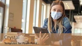  Presentation with coffee shop - Amazing theme having young-woman-sitting-at-coffee backdrop and a coral colored foreground