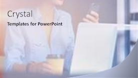  Presentation with office - Theme with young-woman-sitting-at-office background and a lemonade colored foreground