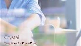  Presentation with office - Presentation theme consisting of young-woman-sitting-at-office background and a lemonade colored foreground