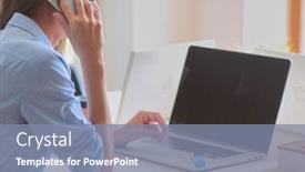  Presentation with office - Slides featuring young-woman-sitting-at-office background and a  colored foreground